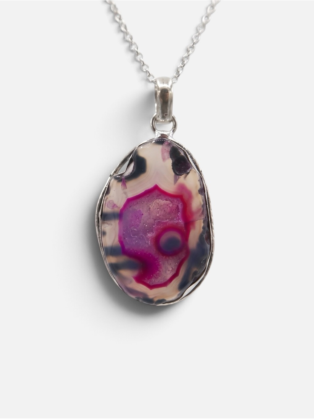 RARE PINK LACE X BLACK LACE X BLUE LACE AGATE DRUZY VINTAGE NECKLACE